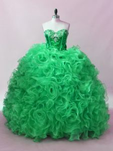 Fashion Green Sweetheart Neckline Sequins Sweet 16 Dresses Sleeveless Lace Up