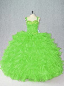 Sleeveless Beading and Ruffles Floor Length Quince Ball Gowns