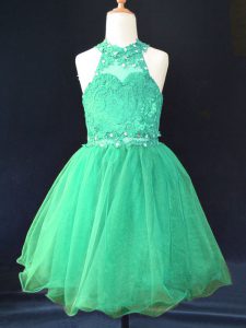 Organza Sleeveless Mini Length Pageant Dress for Womens and Beading and Lace