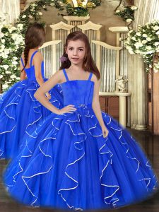 Straps Sleeveless Tulle Child Pageant Dress Ruffles Lace Up