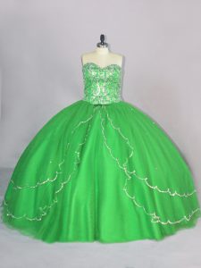 Sleeveless Tulle Brush Train Lace Up Quinceanera Dress for Sweet 16 and Quinceanera