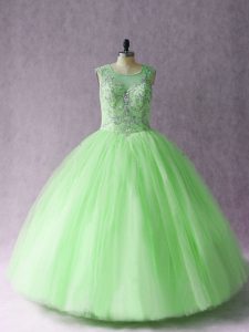 Shining Tulle Lace Up Sweetheart Sleeveless Asymmetrical Ball Gown Prom Dress Beading