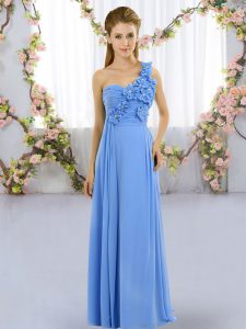 Floor Length Mermaid Sleeveless Blue Quinceanera Court Dresses Lace Up