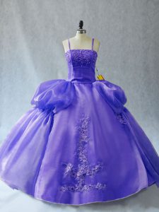 New Style Straps Sleeveless Lace Up Quinceanera Dresses Lavender Organza