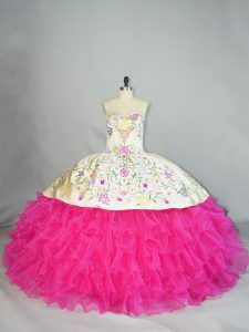 Designer Sleeveless Lace Up Floor Length Embroidery Sweet 16 Dress