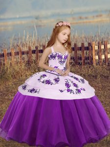 Lovely Floor Length Ball Gowns Sleeveless Eggplant Purple Pageant Gowns For Girls Lace Up
