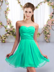Dramatic Turquoise Sweetheart Lace Up Ruching Damas Dress Sleeveless