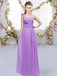 Lavender Sleeveless Chiffon Lace Up Damas Dress for Wedding Party