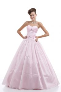 Custom Fit Pink Organza Lace Up Quinceanera Gowns Sleeveless Floor Length Beading