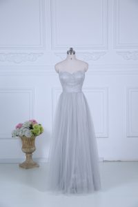 Captivating Grey Sleeveless Tulle Zipper Dama Dress for Wedding Party