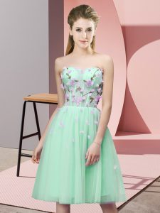 Artistic Sweetheart Sleeveless Tulle Dama Dress for Quinceanera Appliques Lace Up