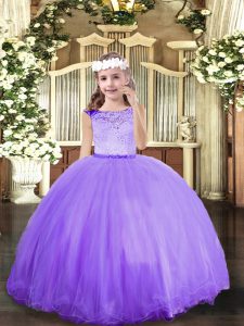 Tulle Sleeveless Floor Length Little Girls Pageant Dress Wholesale and Lace
