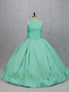 Apple Green 15th Birthday Dress Sweet 16 and Quinceanera with Embroidery Scoop Sleeveless Zipper