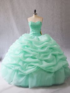Free and Easy Sleeveless Beading and Pick Ups Lace Up Quinceanera Gown