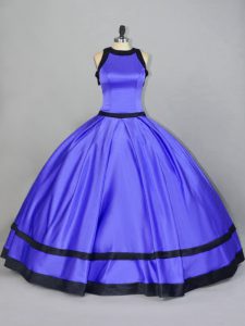 Ball Gowns Quinceanera Gown Purple Scoop Satin Sleeveless Floor Length Zipper