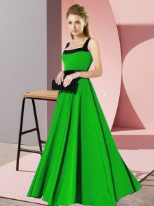 Floor Length Green Quinceanera Court Dresses Square Sleeveless Zipper