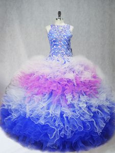 Captivating Zipper Sweet 16 Dresses Multi-color for Sweet 16 and Quinceanera with Beading and Ruffles