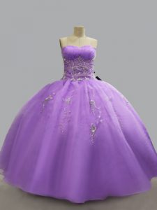 Best Lavender Sweetheart Neckline Beading 15 Quinceanera Dress Sleeveless Lace Up