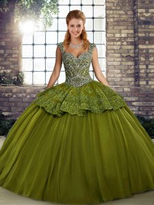High End Tulle Sleeveless Floor Length Military Ball Dresses and Beading and Appliques