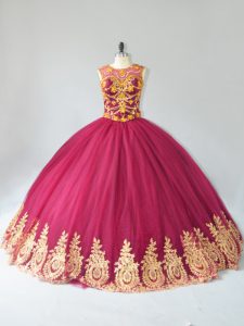 Hot Selling Burgundy Scoop Lace Up Appliques Quinceanera Gowns Sleeveless