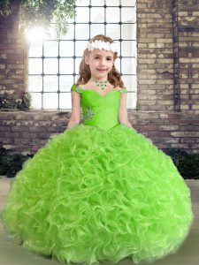 Best Lace Up Girls Pageant Dresses Beading Sleeveless Floor Length