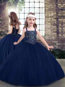 Sleeveless Lace Up Floor Length Beading Kids Formal Wear