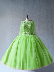 Customized Long Sleeves Lace Up Floor Length Beading Quinceanera Gown