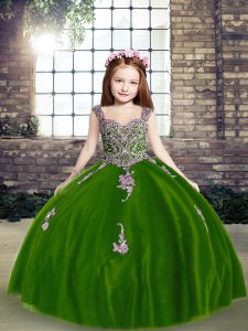Top Selling Purple Sleeveless Floor Length Appliques Lace Up Kids Formal Wear