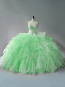 Ball Gowns Sweet 16 Quinceanera Dress Sweetheart Organza Sleeveless Lace Up