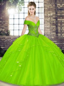Spectacular Sleeveless Floor Length Beading and Ruffles Lace Up 15 Quinceanera Dress
