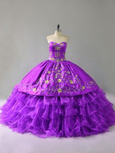 Beauteous Organza Sleeveless Floor Length Quinceanera Gown and Embroidery and Ruffles