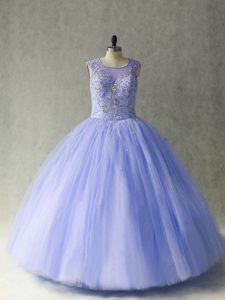 Sleeveless Lace Up Beading Ball Gown Prom Dress