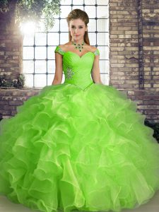 Floor Length Sweet 16 Quinceanera Dress Off The Shoulder Sleeveless Lace Up