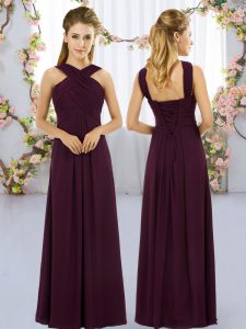Inexpensive Sleeveless Ruching Lace Up Quinceanera Dama Dress