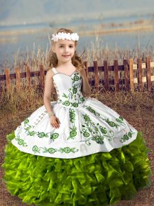Sleeveless Embroidery and Ruffles Lace Up Pageant Dress