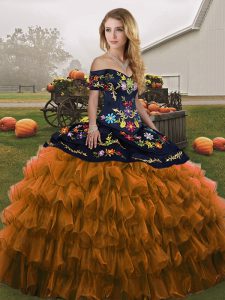 Comfortable Organza Sleeveless Floor Length 15 Quinceanera Dress and Embroidery and Ruffled Layers