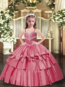 Sleeveless Lace Up Floor Length Beading Custom Made Pageant Dress