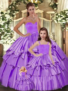 Superior Floor Length Ball Gowns Sleeveless Lilac Quince Ball Gowns Lace Up