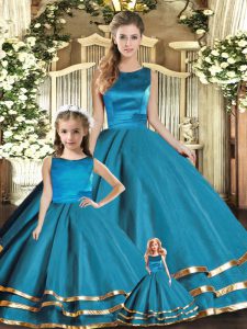 Eye-catching Floor Length Ball Gowns Sleeveless Teal Sweet 16 Dress Lace Up