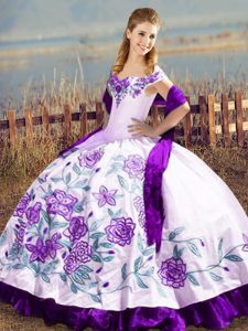 Spectacular Sleeveless Lace Up Floor Length Embroidery and Ruffles Ball Gown Prom Dress