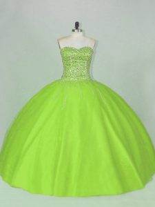 Sleeveless Tulle Lace Up Quince Ball Gowns for Sweet 16 and Quinceanera