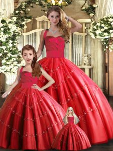 Custom Designed Sleeveless Lace Up Floor Length Appliques Sweet 16 Dresses