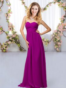 Purple Sleeveless Chiffon Criss Cross Quinceanera Dama Dress for Wedding Party