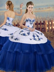 Top Selling Royal Blue Quinceanera Dresses Military Ball and Sweet 16 and Quinceanera with Embroidery Sweetheart Sleeveless Lace Up