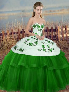 Exquisite Ball Gowns Military Ball Gown Green Sweetheart Tulle Sleeveless Floor Length Lace Up