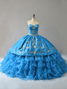 Organza Sleeveless 15th Birthday Dress and Embroidery and Ruffles