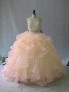 Gorgeous Sleeveless Beading and Ruffles Backless Quinceanera Gown