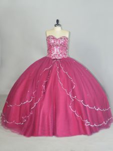 Sleeveless Brush Train Lace Up Beading and Sequins 15th Birthday Dress