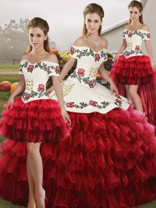 Best Selling Sleeveless Embroidery and Ruffled Layers Lace Up Sweet 16 Quinceanera Dress