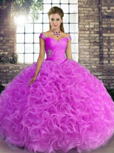 Glamorous Fabric With Rolling Flowers Sleeveless Floor Length Ball Gown Prom Dress and Beading